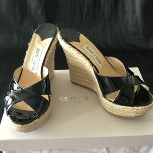 Jimmy Choo Black Patent Leather Wedges
